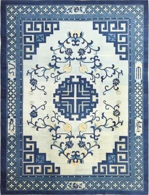 新中式古典青花蓝色花纹图案地毯贴图-ID:4007317