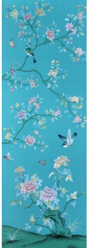 中式古典真丝手绘花鸟壁纸-ID:4012900