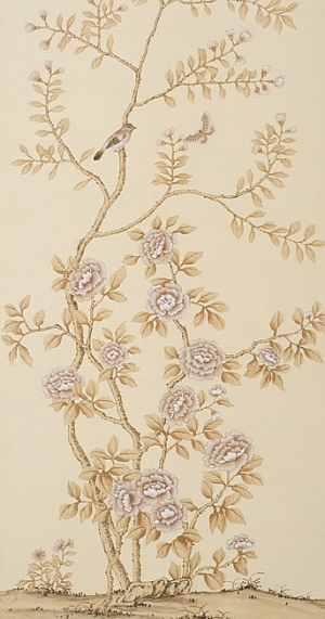 中式古典真丝手绘花鸟壁纸-ID:4012939