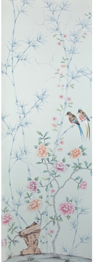 中式古典真丝手绘花鸟壁纸-ID:4012974
