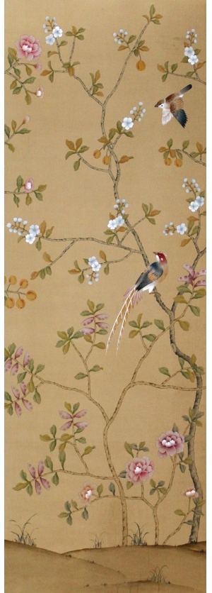 中式古典真丝手绘花鸟壁纸-ID:4013270