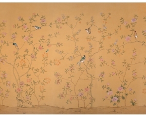 中式古典真丝手绘花鸟壁纸-ID:4013529