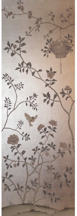中式古典真丝手绘花鸟壁纸-ID:4013724