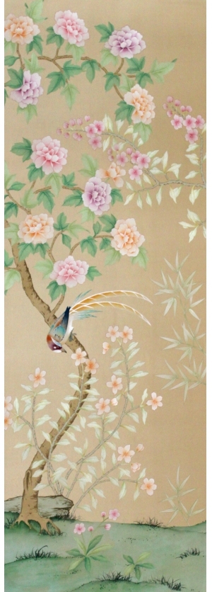 中式古典真丝手绘花鸟壁纸-ID:4013728