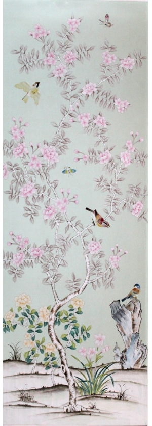 中式古典真丝手绘花鸟壁纸-ID:4015122
