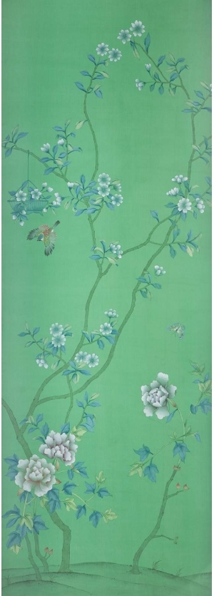 中式古典真丝手绘花鸟壁纸-ID:4015511