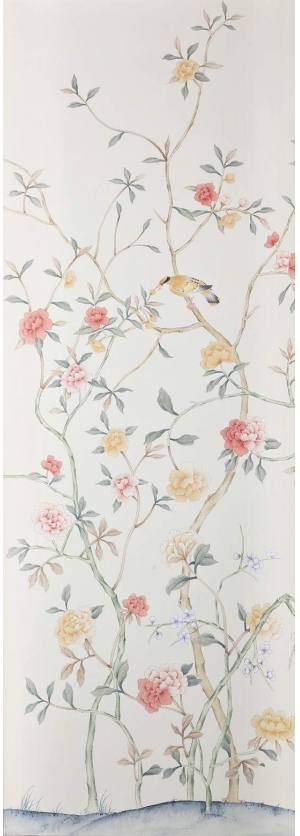 中式古典真丝手绘花鸟壁纸-ID:4015637