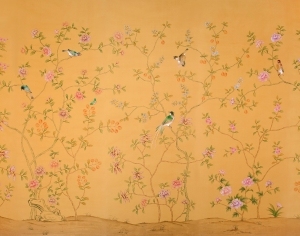 中式古典真丝手绘花鸟壁纸-ID:4015918