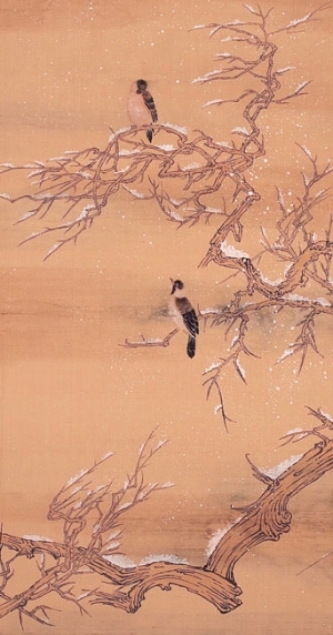 中式古典真丝手绘花鸟壁纸-ID:4016134