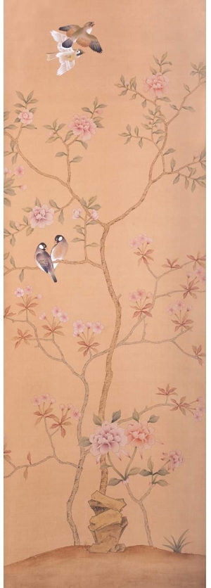 中式古典真丝手绘花鸟壁纸-ID:4016194