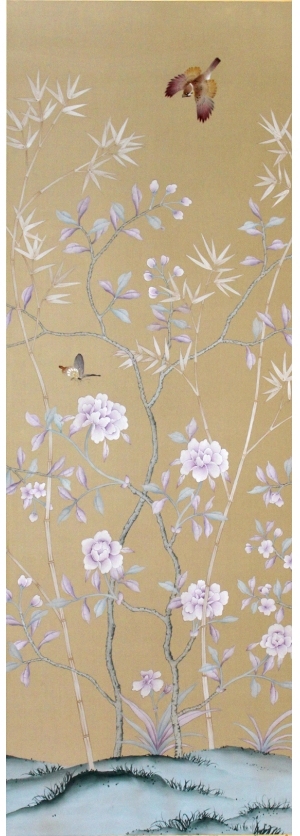 中式古典真丝手绘花鸟壁纸-ID:4016532