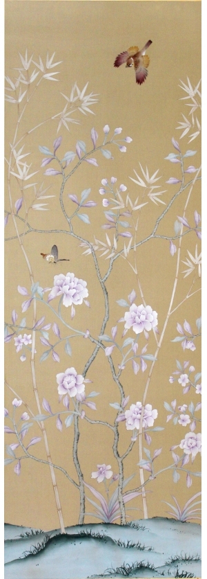 中式古典真丝手绘花鸟壁纸-ID:4016532
