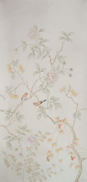 中式古典真丝手绘花鸟壁纸-ID:4016603