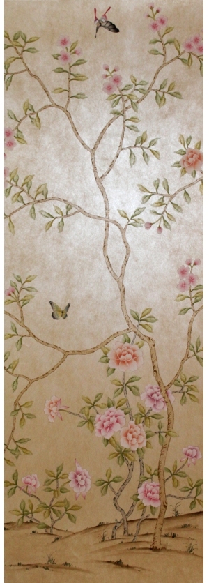 中式古典真丝手绘花鸟壁纸-ID:4017370