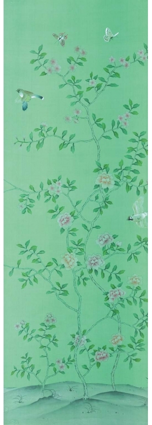 中式古典真丝手绘花鸟壁纸-ID:4017705