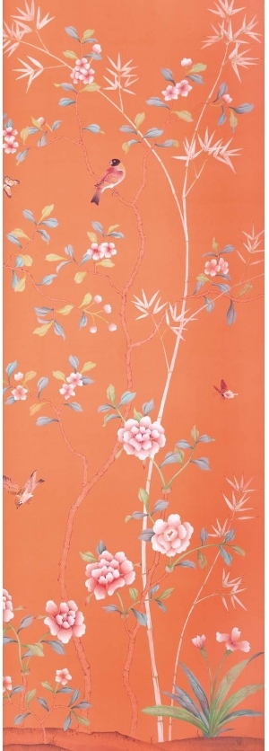 中式古典真丝手绘花鸟壁纸-ID:4017893