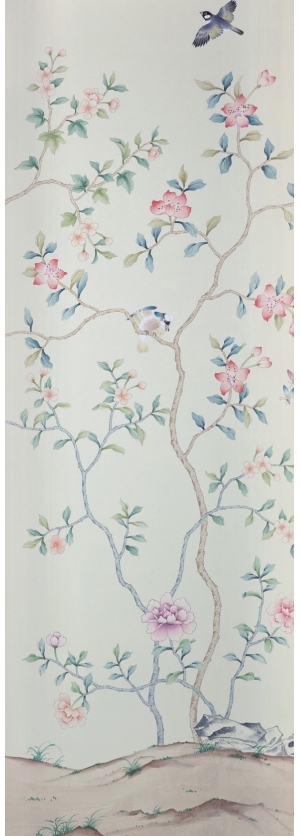 中式古典真丝手绘花鸟壁纸-ID:4018069