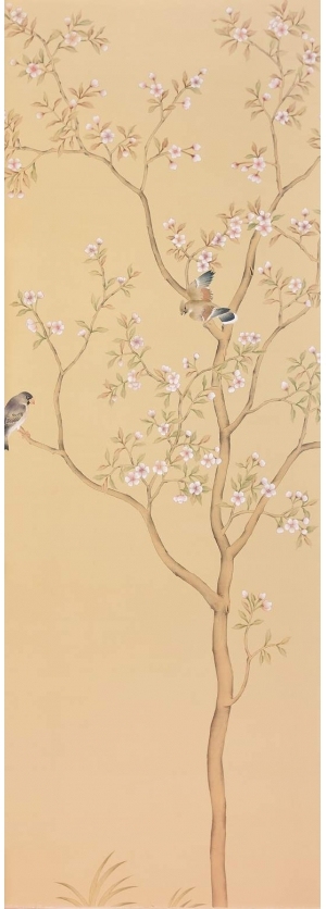 中式古典真丝手绘花鸟壁纸-ID:4018899