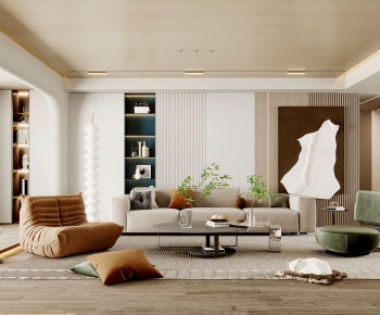 Modern Wabi-sabi Style A Living Room-ID:500256068