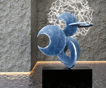 现代蓝色雕塑小品-ID:798352004