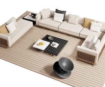 Minotti现代户外沙发茶几组合3D模型