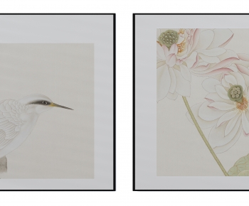 新中式禅意花鸟图案装饰画-ID:143409978