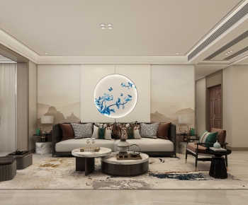 New Chinese Style A Living Room-ID:934514055