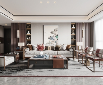 New Chinese Style A Living Room-ID:280751941