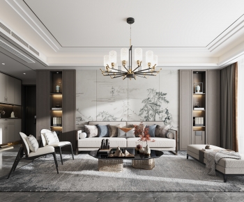 New Chinese Style A Living Room-ID:303565989