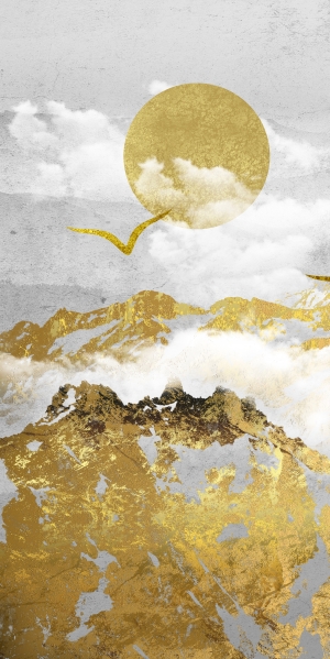轻奢抽象金色山水装饰画-ID:869461068