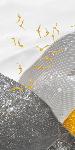 轻奢抽象金色山水装饰画-ID:5074338