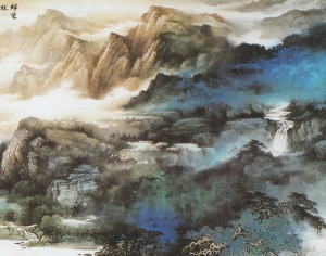 新中式山水壁画-ID:342163094