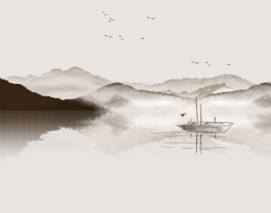 新中式山水壁画-ID:670097115