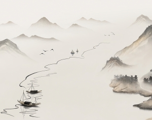 新中式山水壁画-ID:190691959