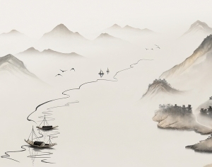 新中式山水壁画-ID:5136196
