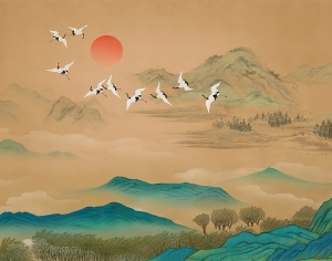 新中式山水壁画-ID:5136210