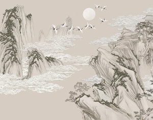 新中式山水壁画-ID:604883916