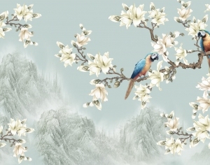 新中式花鸟装饰壁画-ID:5136239
