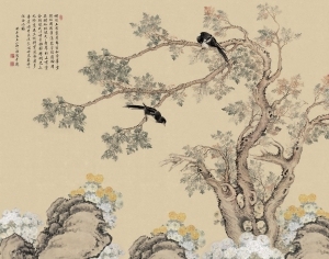 新中式花鸟装饰壁画-ID:5136249
