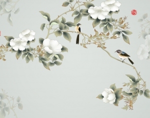 新中式花鸟壁画-ID:5136294