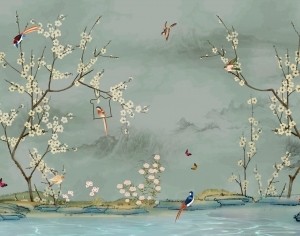新中式花鸟壁画-ID:5136295