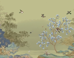 新中式花鸟壁画-ID:5136337