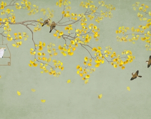 新中式花鸟壁画-ID:418381938