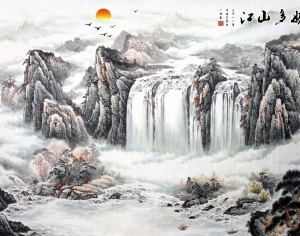 新中式山水壁画-ID:5136462