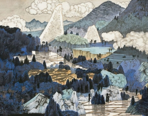 新中式水墨山水画-ID:986438999