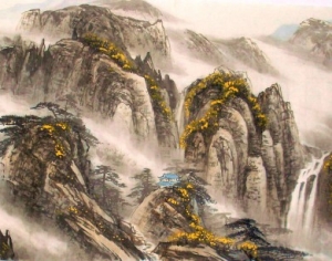 新中式水墨山水画-ID:241483935