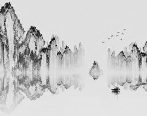 新中式水墨山水画-ID:648576977