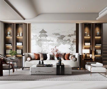 New Chinese Style A Living Room-ID:137023939