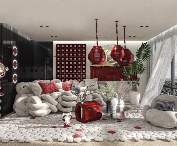 Modern Wabi-sabi Style A Living Room-ID:799696924