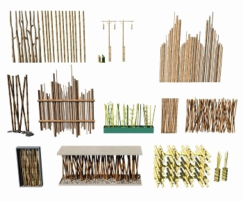 新中式竹子隔断3D模型